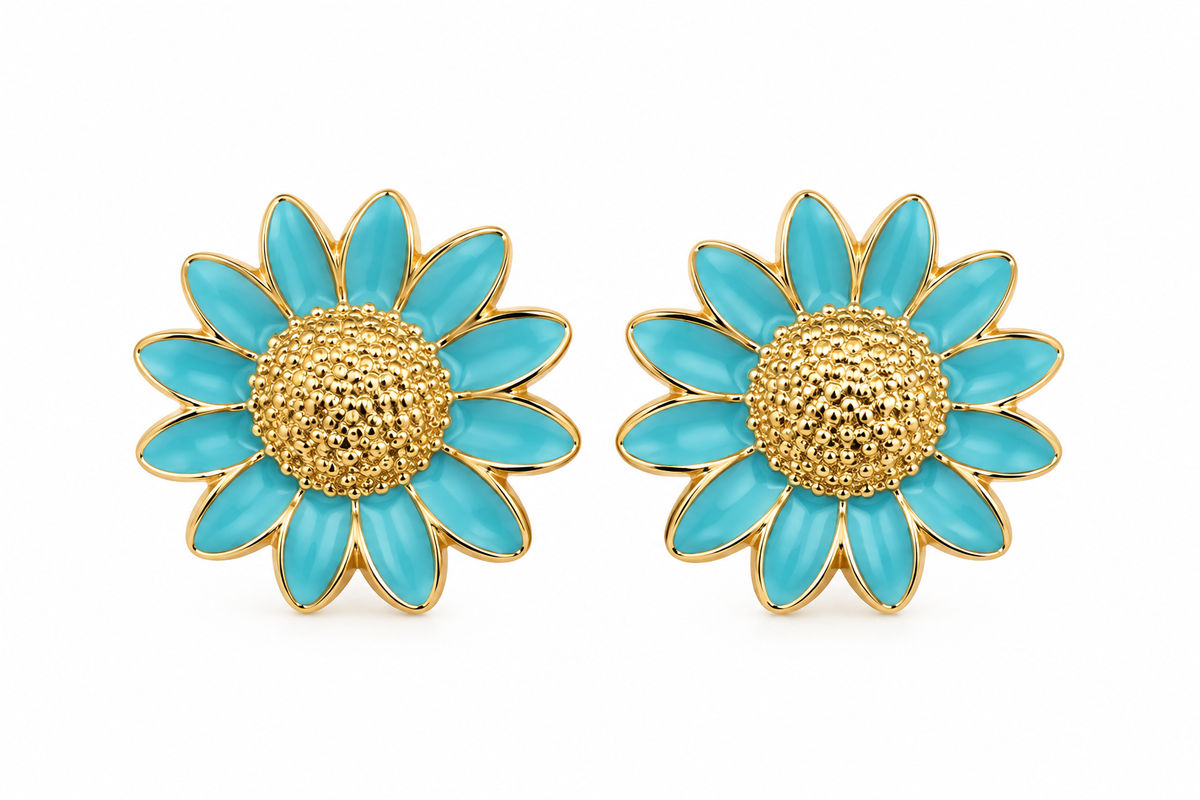 Scarlat SKU 15102 foto 1 | Brinco Flor Girassol Ouro 18k