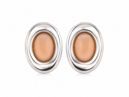 Brinco Pedra Natural Nude Ródio Branco