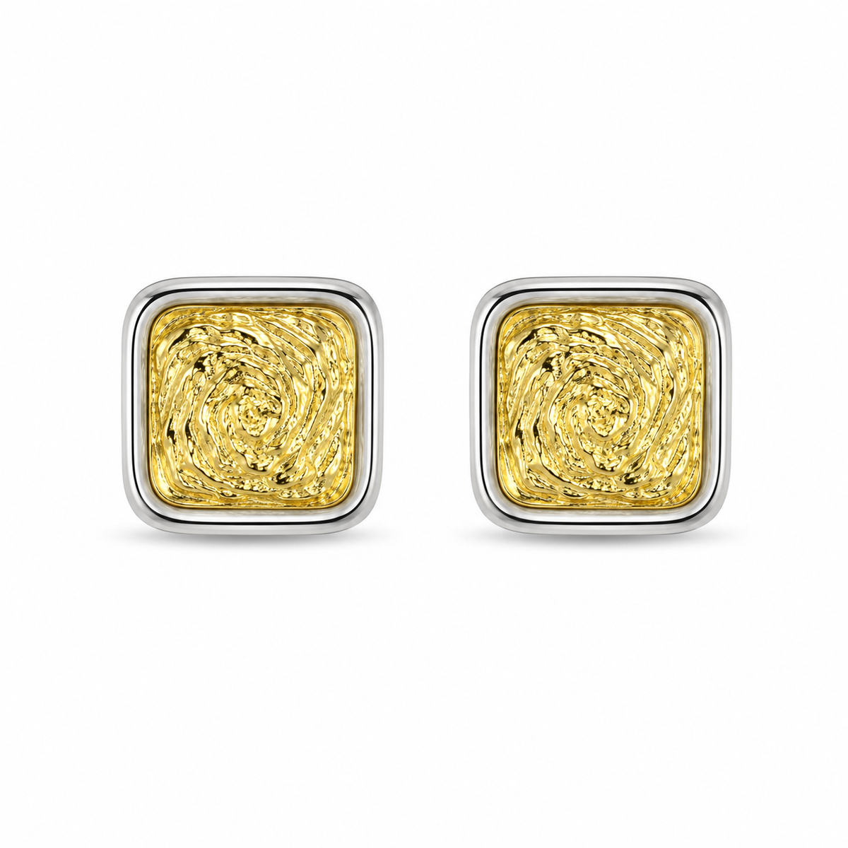 Brinco Quadrado Duo Mix de Banho Ouro 18k