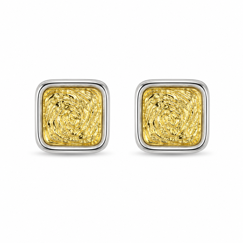 Brinco Quadrado Duo Mix de Banho Ouro 18k