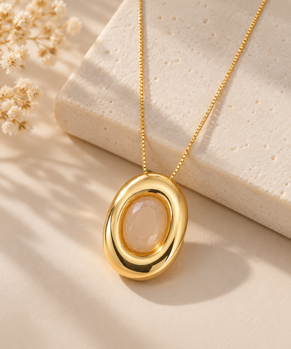 Scarlat SKU 15350 foto 2 | Colar Oval com Pedra Natural Ouro 18k