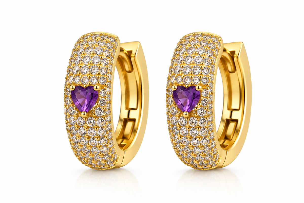 Scarlat SKU 15116 foto 1 | Brinco Argola Majesté Cravejada G Ouro 18k