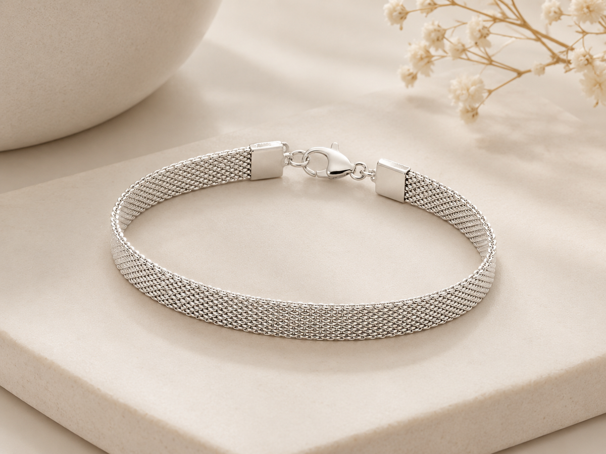 Pulseira Laminada Elo Malha Prata 925