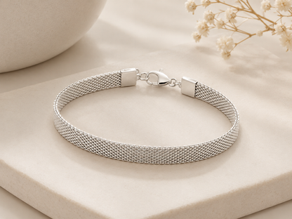 Pulseira Laminada Elo Malha Prata 925