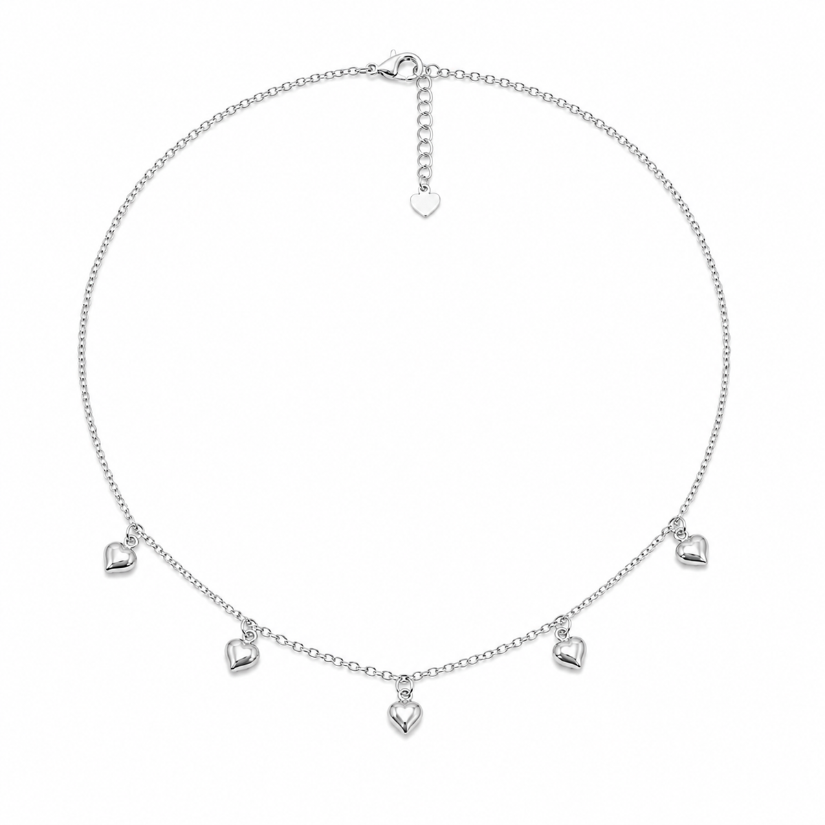 Choker Cartier Coraçãozinho Puffer Ródio Branco