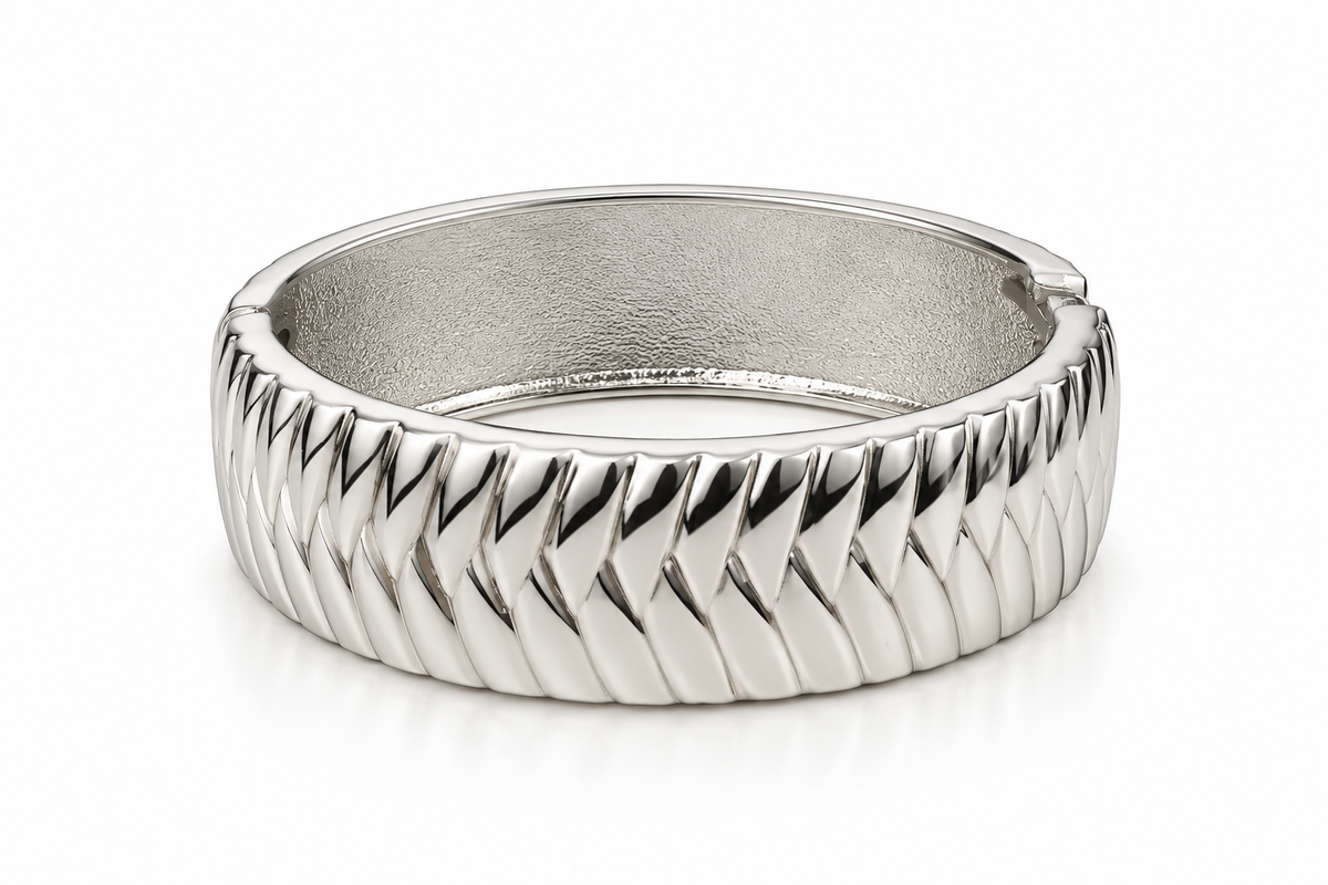 Bracelete Escama Ródio Branco