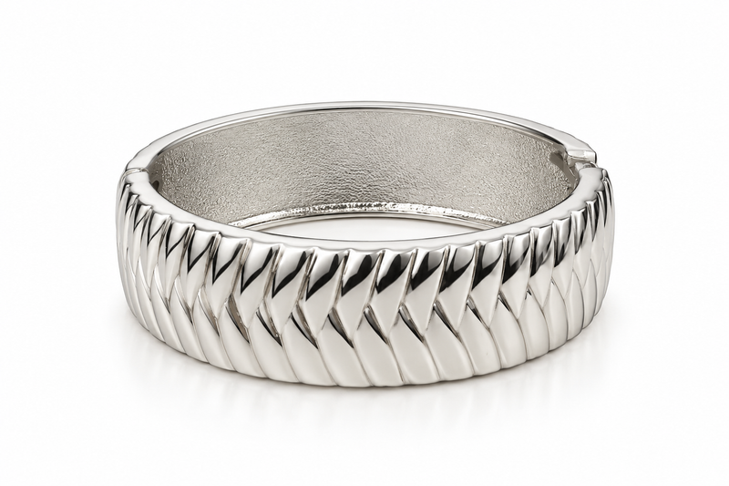 Bracelete Escama Ródio Branco