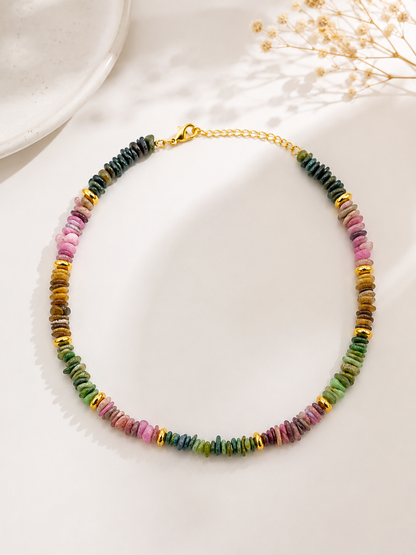 Colar Cascalho Turmalina Natural Ouro 18k