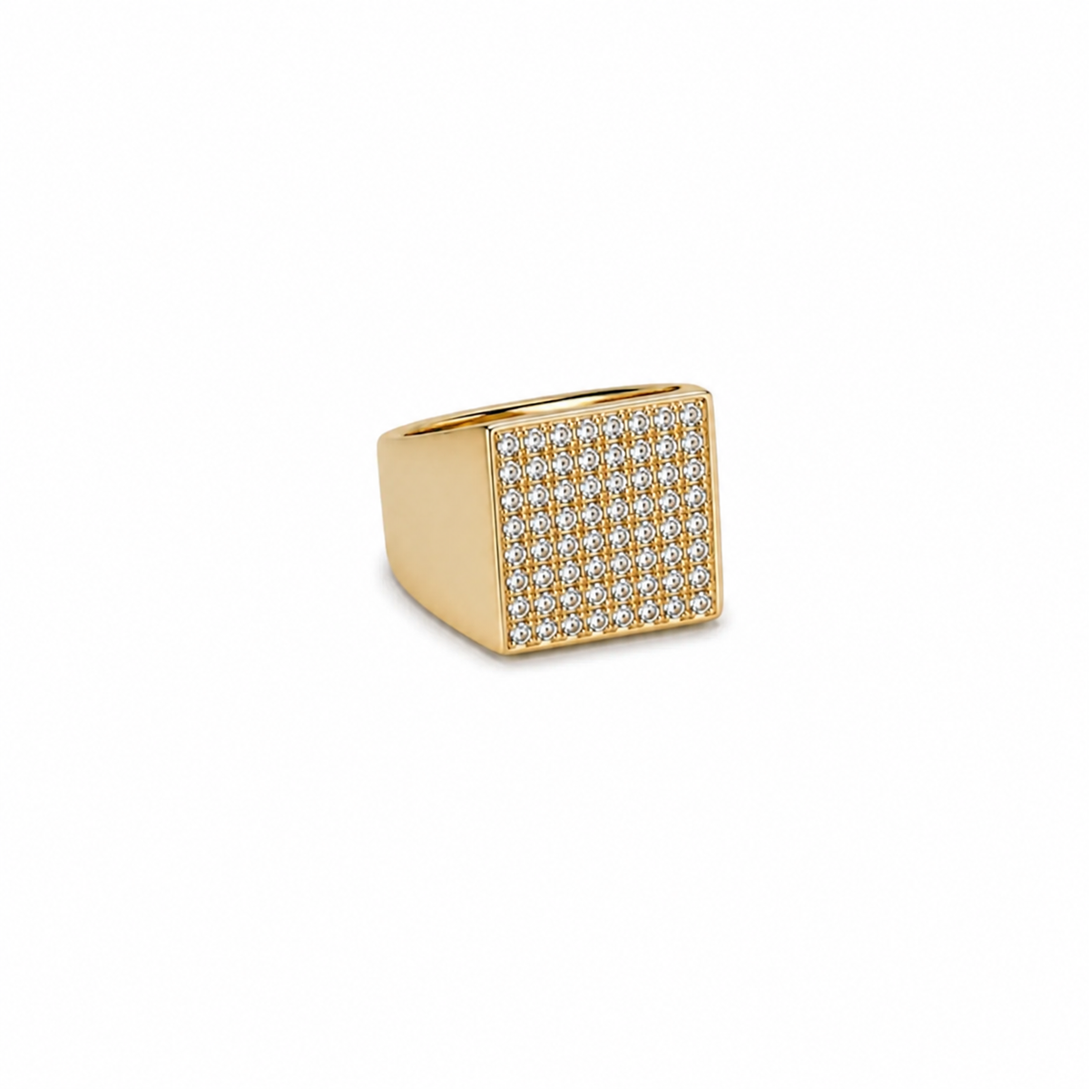 Anel Quadrado Cravejado Dedinho Ouro 18k