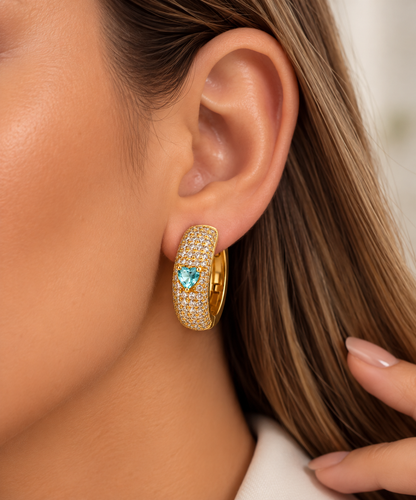 Scarlat SKU 15118 foto 3 | Brinco Argola Majesté Cravejada G Ouro 18k