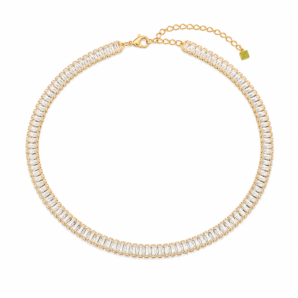 Choker Baguete Cristal Ouro 18k