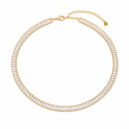Choker Baguete Cristal Ouro 18k