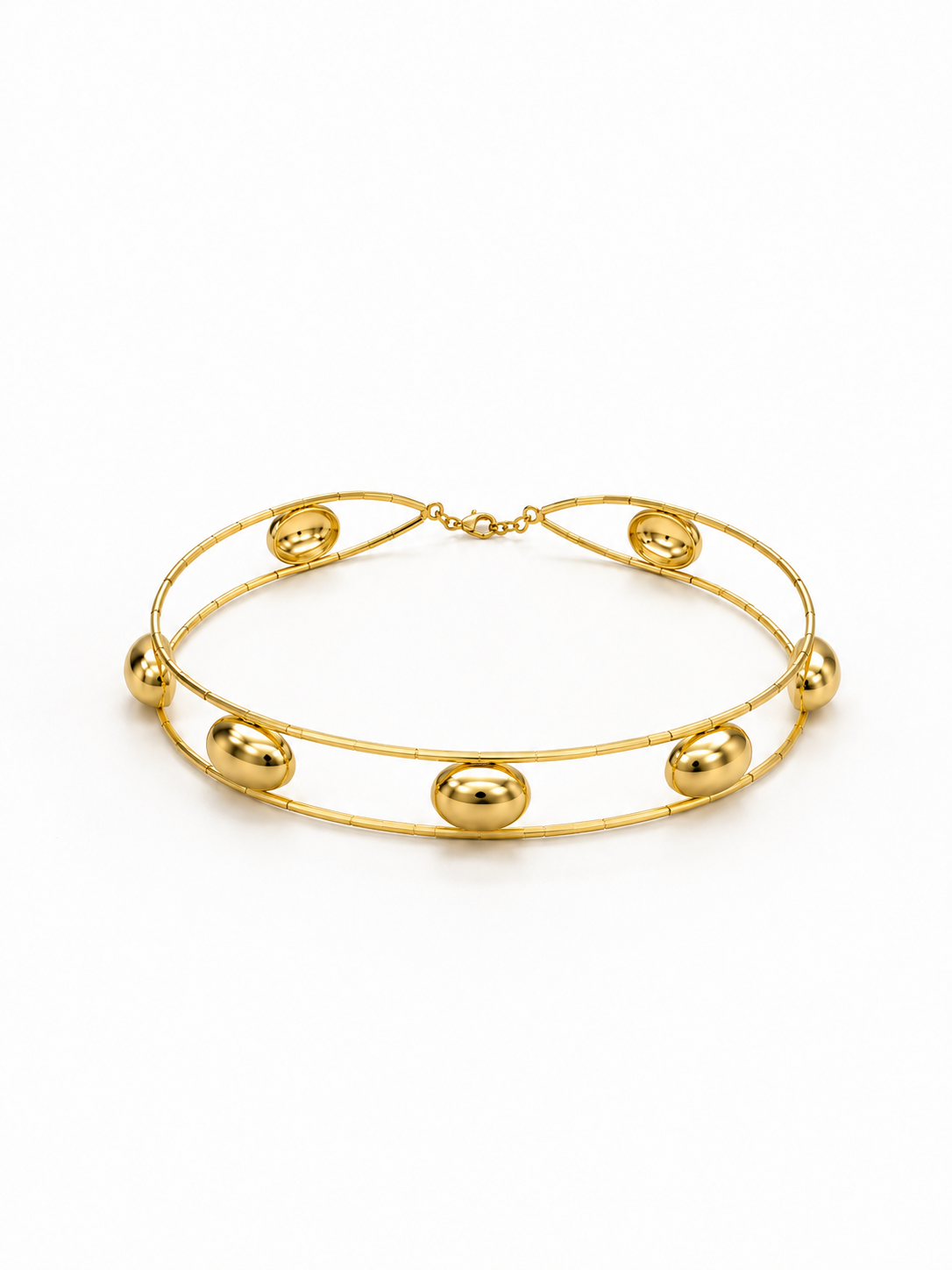 Choker Canutilho com Esferas Ovais Ouro 18k