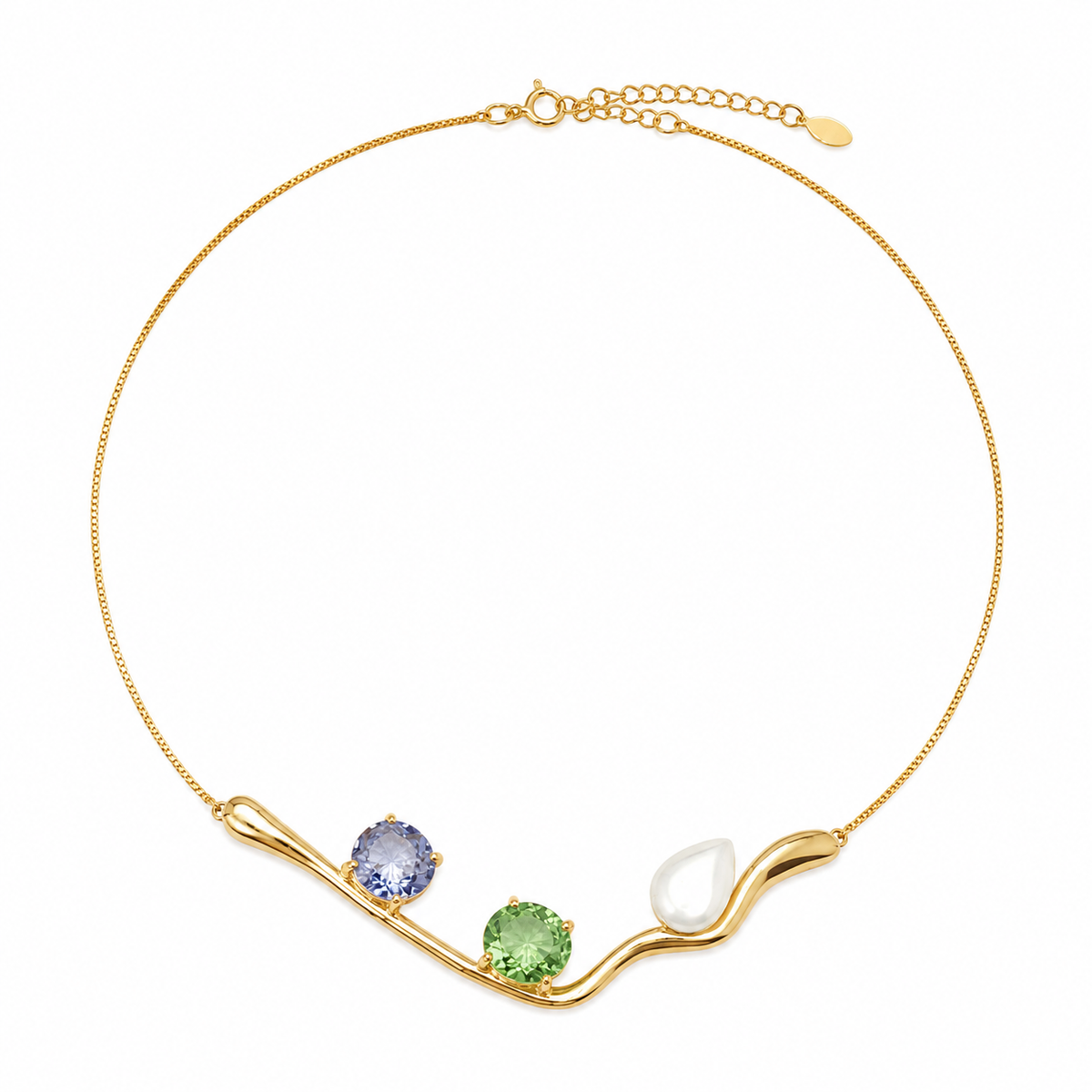 Choker Orgânico com Pedras Naturais Ouro 18k