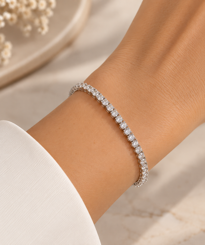 Pulseira Riviera Três Pontas Cristal Ródio Branco