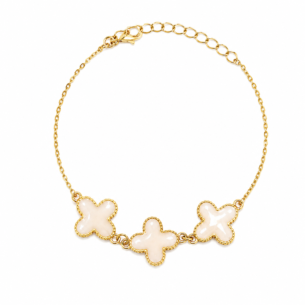 Pulseira Trevo Perolado Ouro 18k