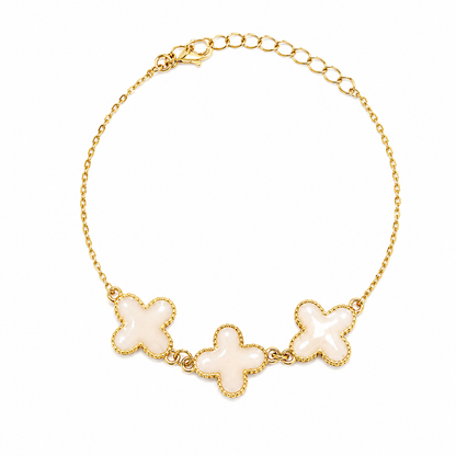 Pulseira Trevo Perolado Ouro 18k