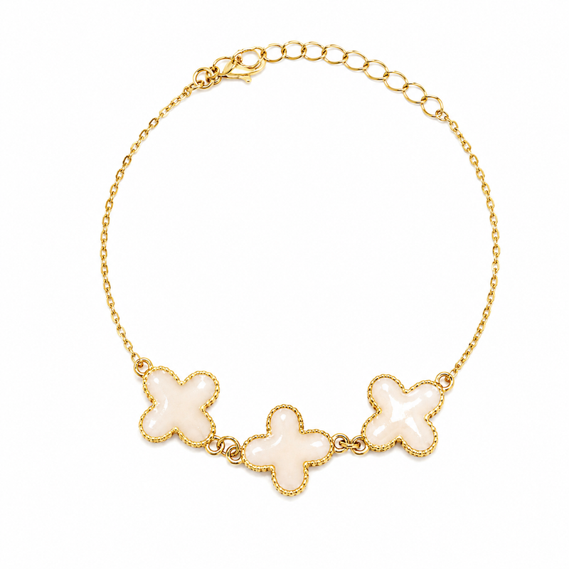 Pulseira Trevo Perolado Ouro 18k