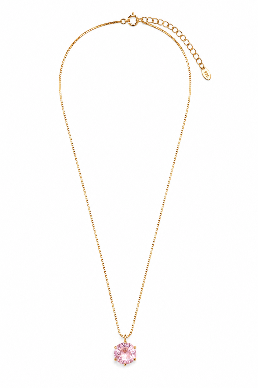 Colar Ponto de Luz Zircônia Quartzo Rosa Ouro 18k