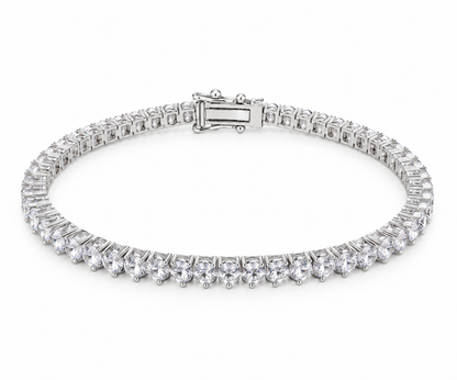 Pulseira Riviera Três Pontas Cristal Ródio Branco