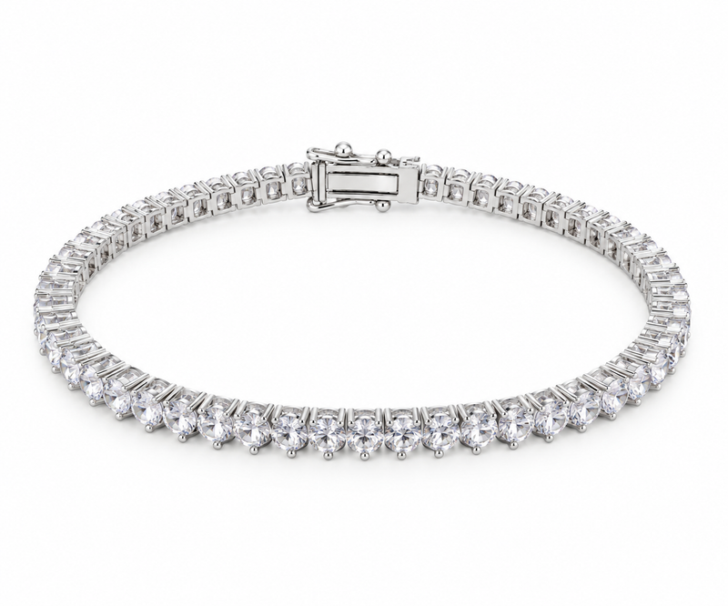Pulseira Riviera Três Pontas Cristal Ródio Branco