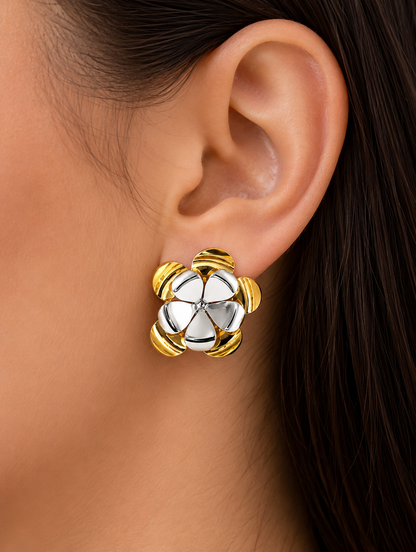 Brinco Flora Duo Ouro 18k