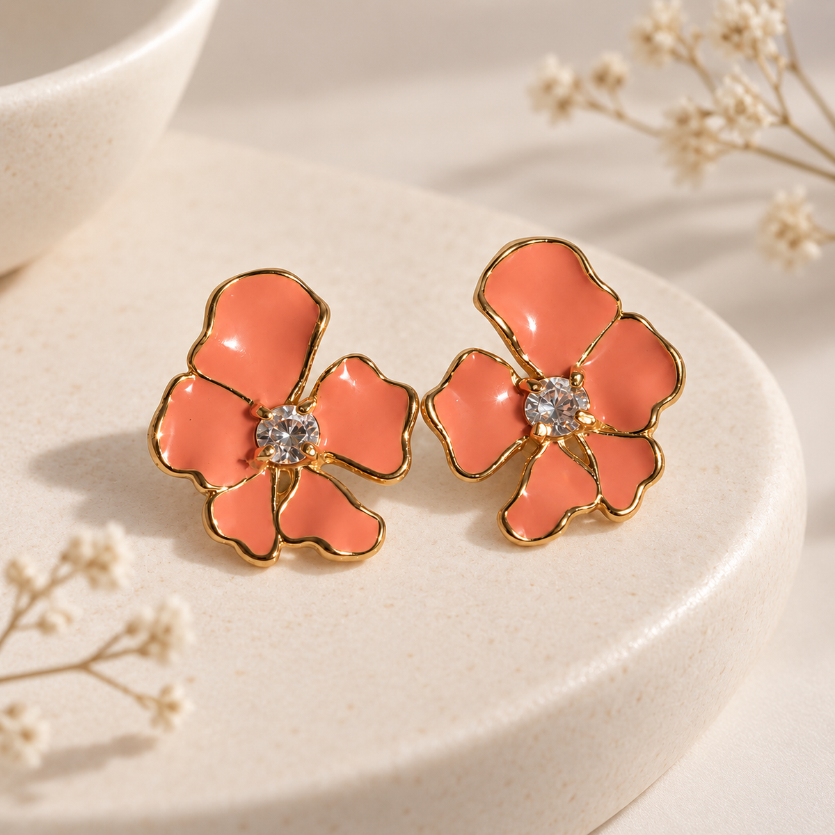Scarlat SKU 15312 foto 2 | Brinco Flor de Íris Ouro 18k