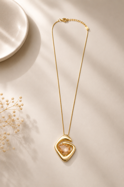 Colar Orgânico Pedra em Gota Natural Ouro 18k