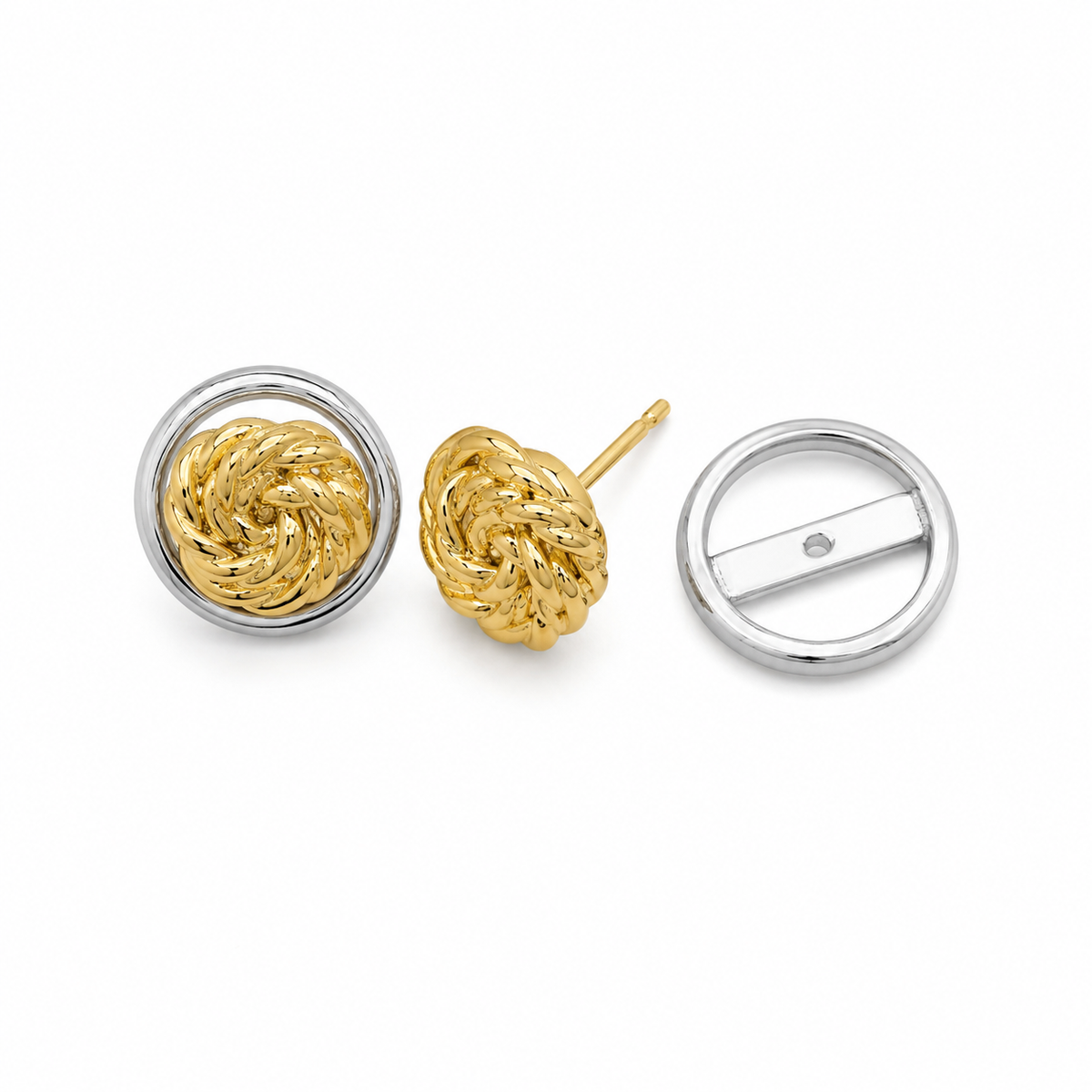 Brinco Redondo Duo Mix de Banho Ouro 18k