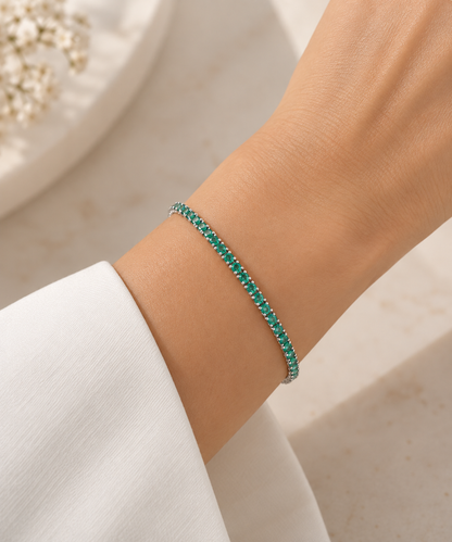 Pulseira Riviera Três Pontas Turquesa Ródio Branco