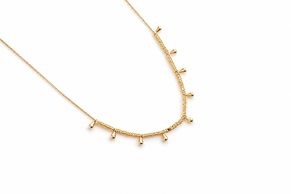 Colar Canutilho Fosco com Gotinha Ouro 18k