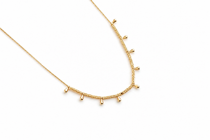 Colar Canutilho Fosco com Gotinha Ouro 18k