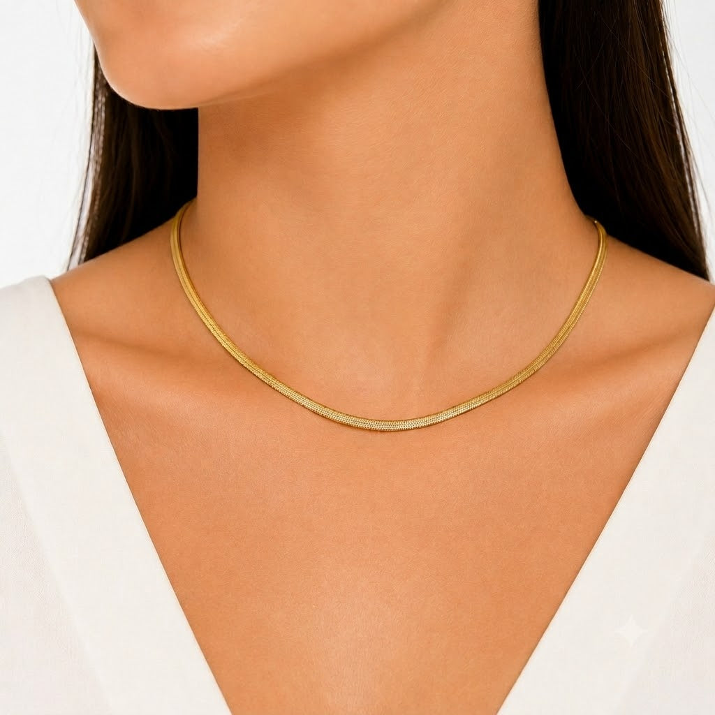 Choker Fita Laminada 4mm Ouro 18k