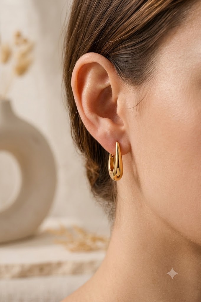 Brinco Argola Siena Liso Médio Ouro 18k