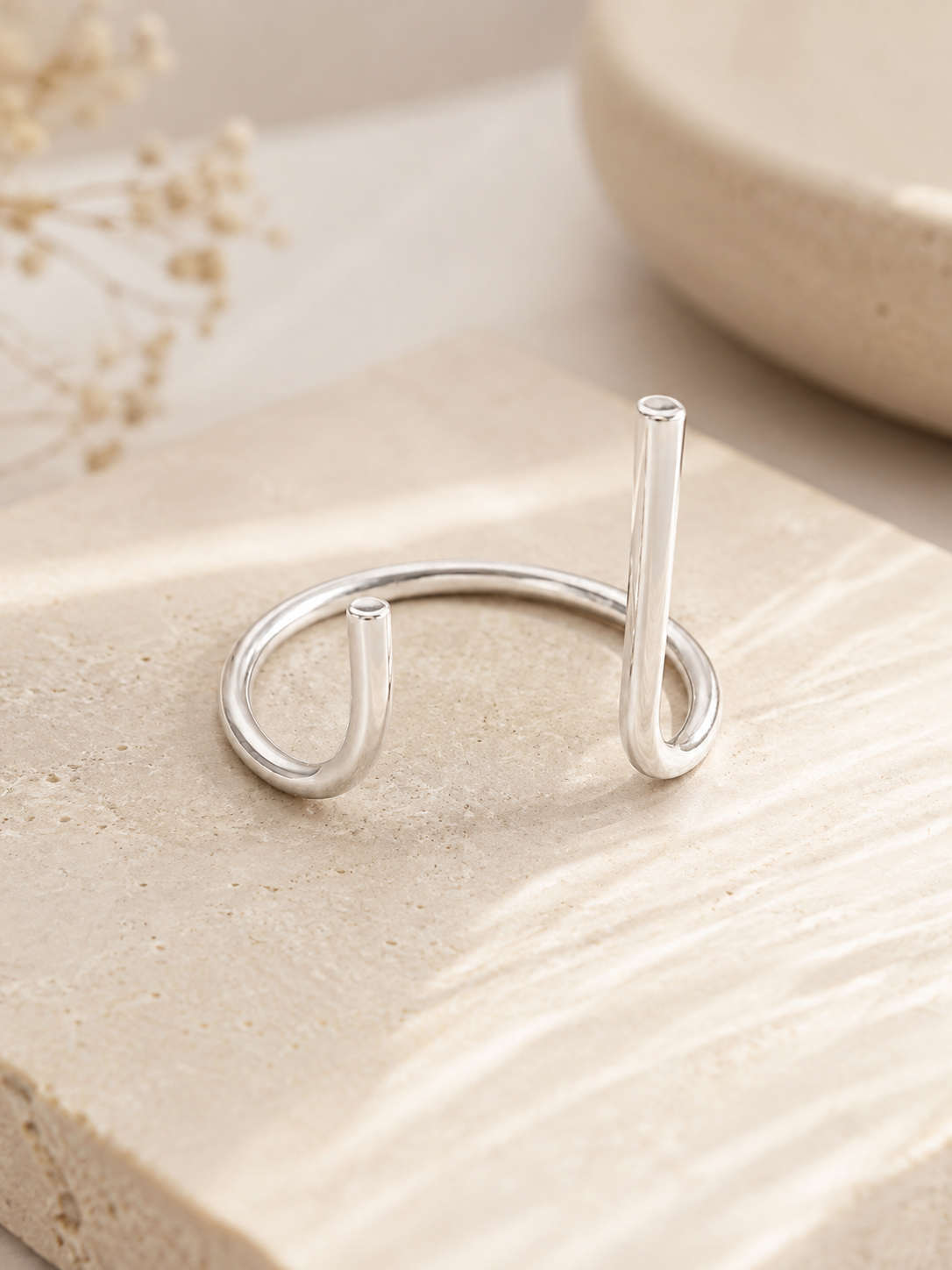 Bracelete Double Liso Ródio Branco