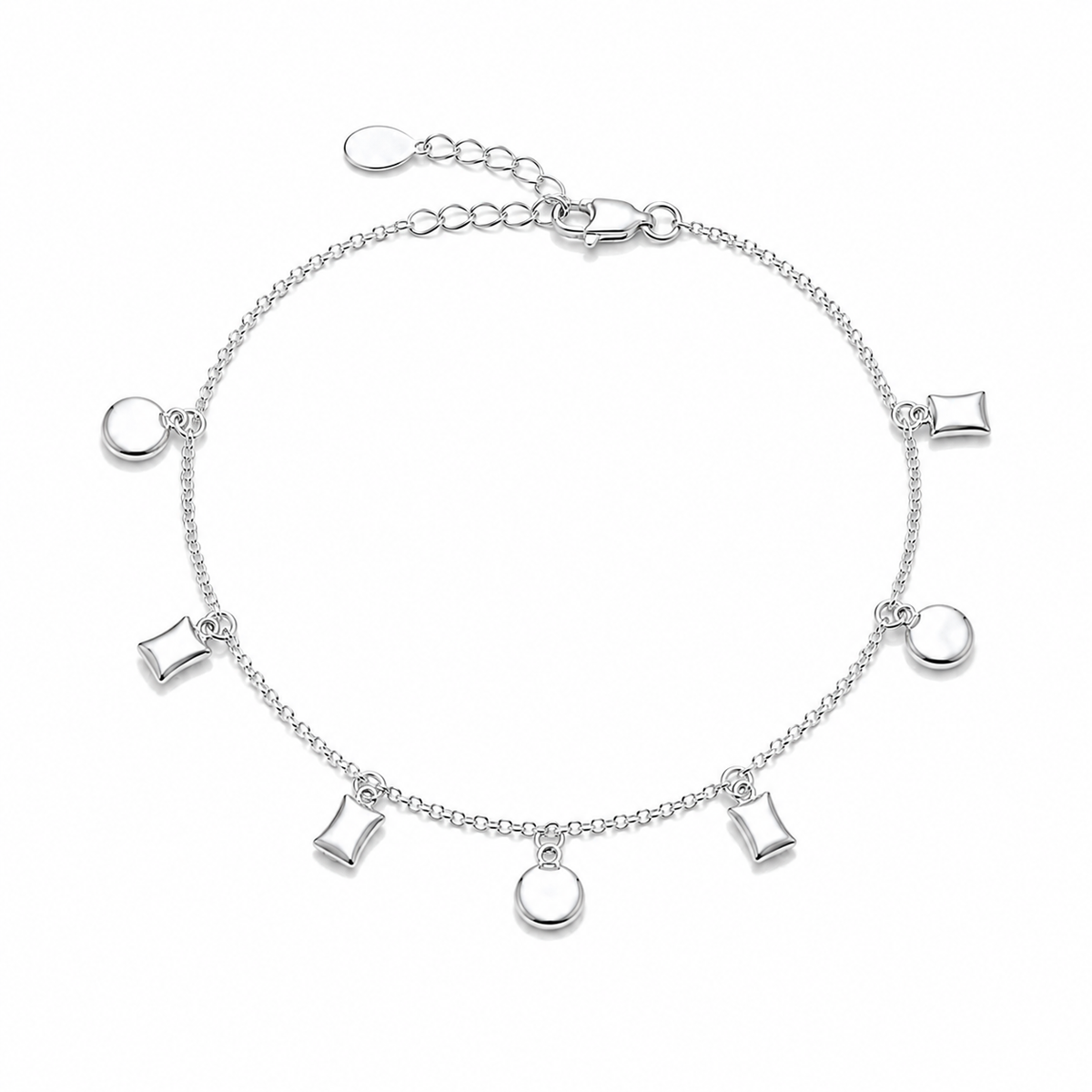 Pulseira Bola e Quadrado Prata 925