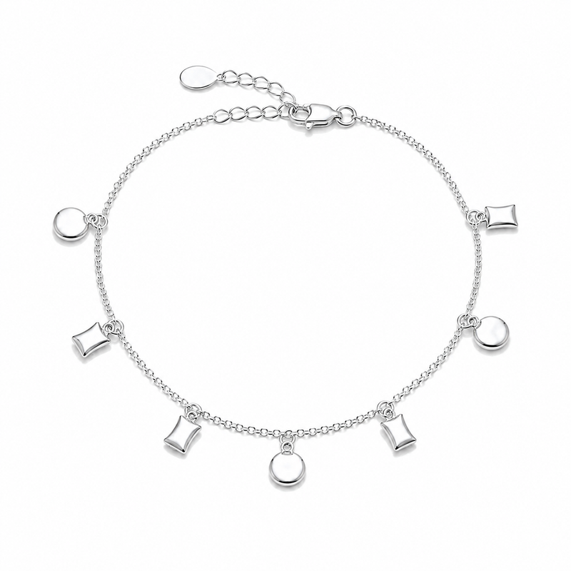 Pulseira Bola e Quadrado Prata 925