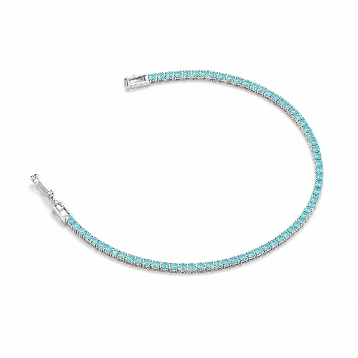 Pulseira Riviera Quartzo Verde 2mm Ródio Branco