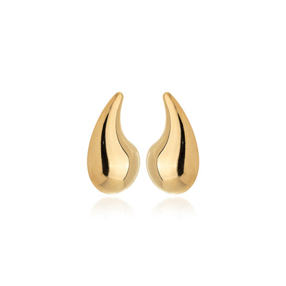 Brinco Gota Esculpida Folheado em Ouro 18K