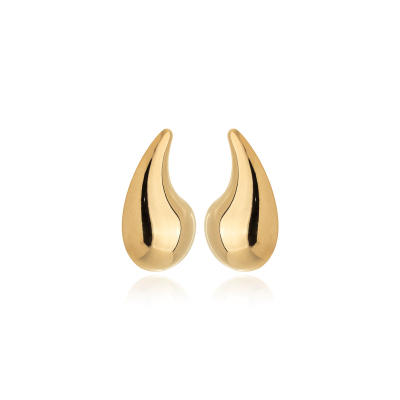 Brinco Gota Esculpida Folheado em Ouro 18K