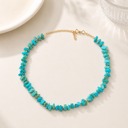 Choker Cascalho Natural Amazonita Ouro 18k