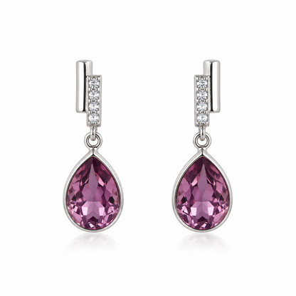 Brinco Pendulo Gota Violeta Prata 925