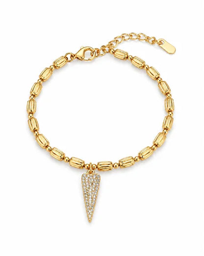 Pulseira "Quadradinha" com Coração Zircônia Ouro 18k