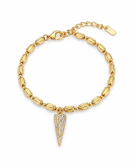 Pulseira "Quadradinha" com Coração Zircônia Ouro 18k