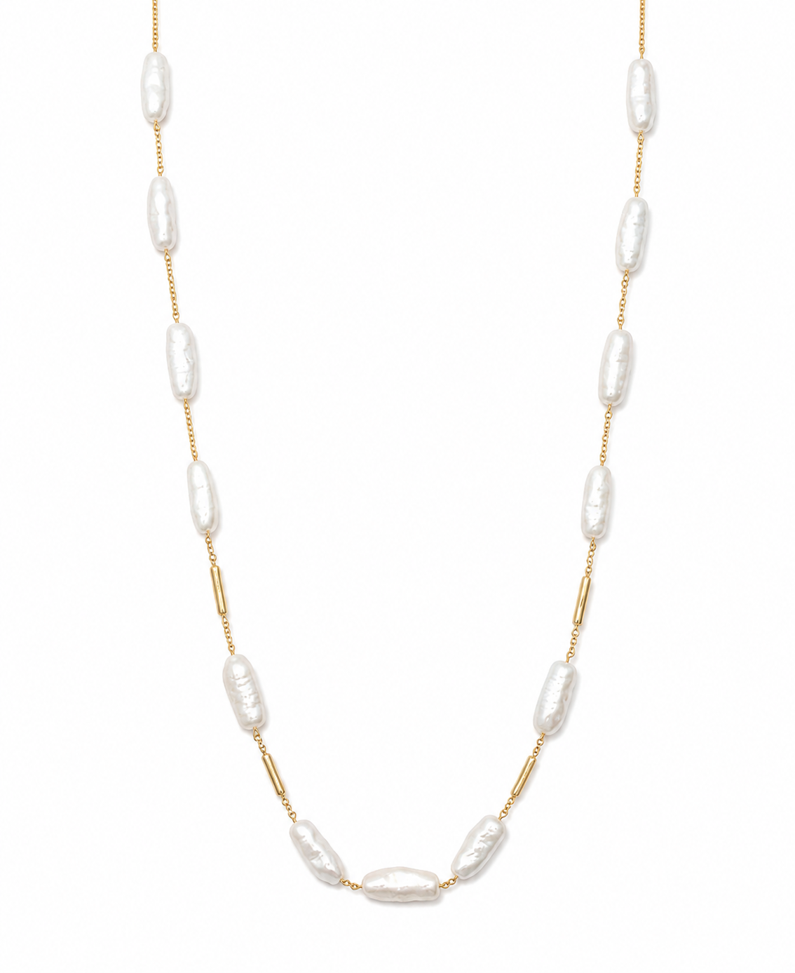Colar Pérolas Achatadas Ouro 18k