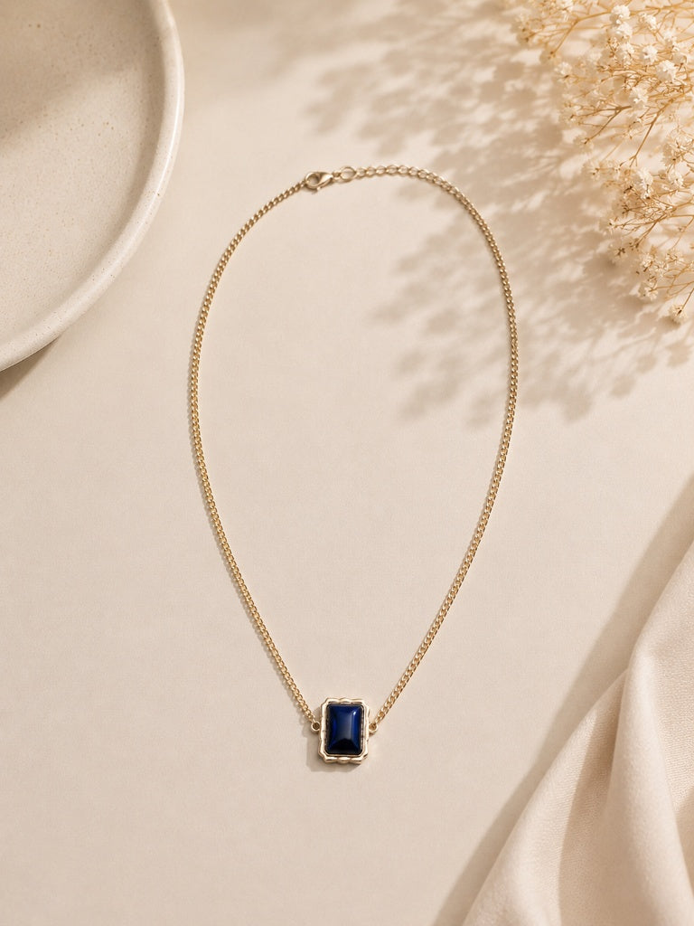 Colar Nobre Instinto Safira Azul Ouro 18k