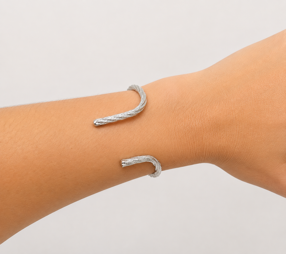 Bracelete Double Trabalhado Ródio Branco