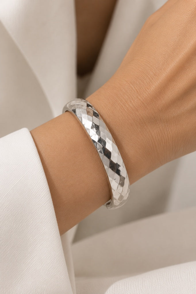 Bracelete Espelhado Ródio Branco