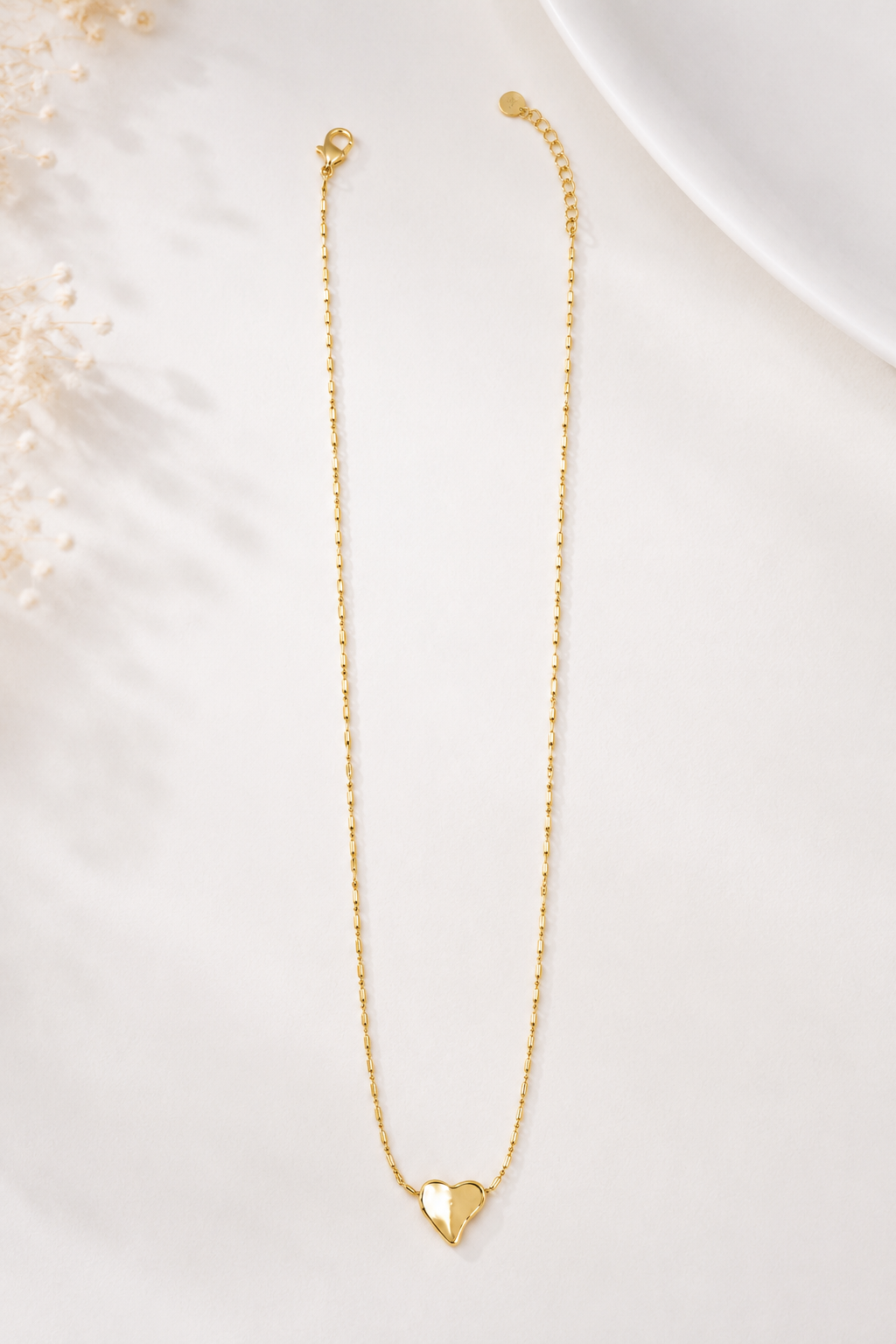 Colar Elo Diamantado com Pingente de Coração Liso MontClair Ouro 18k