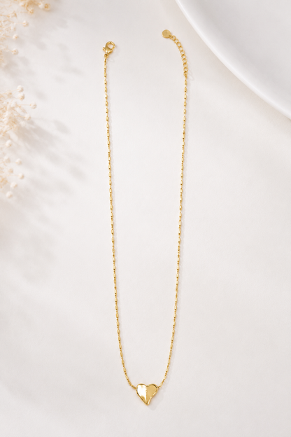Colar Elo Diamantado com Pingente de Coração Liso MontClair Ouro 18k